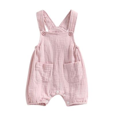 Mono de tirantes de verano para bebé, mameluco sin mangas de Color sólido con bolsillos para recién nacidos, niños y niñas