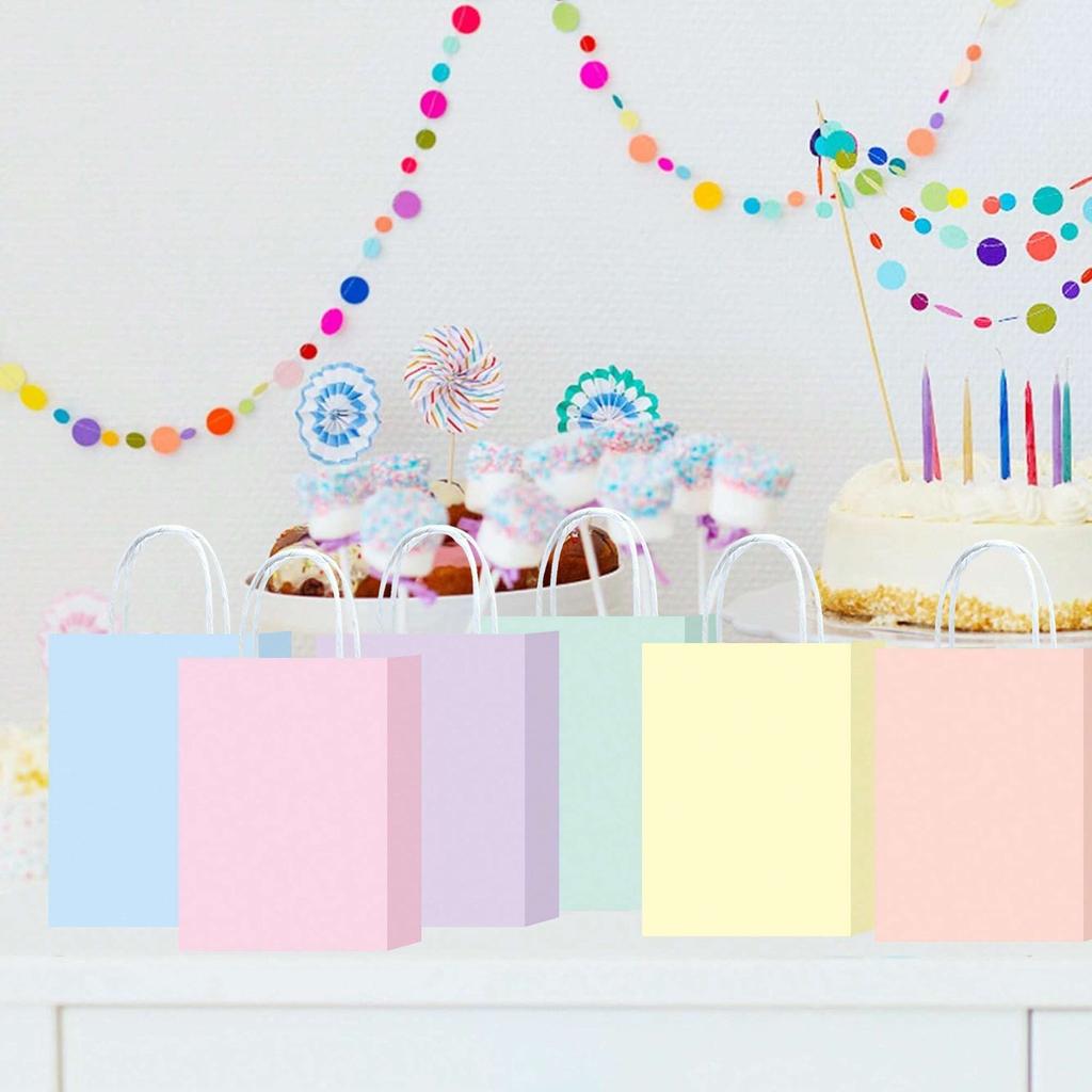 Colorful Kraft Paper Gift Bags with Handle, Gift Wrapping Bags for Party, Birthday, Valentine's Day, Christmas, Candy Bags