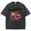 Bright Pomegranate Prints Washed T Shirt Women Cotton Oversize TShirts Distressed ONeck Comfortable Tops Summer Woman Clothes