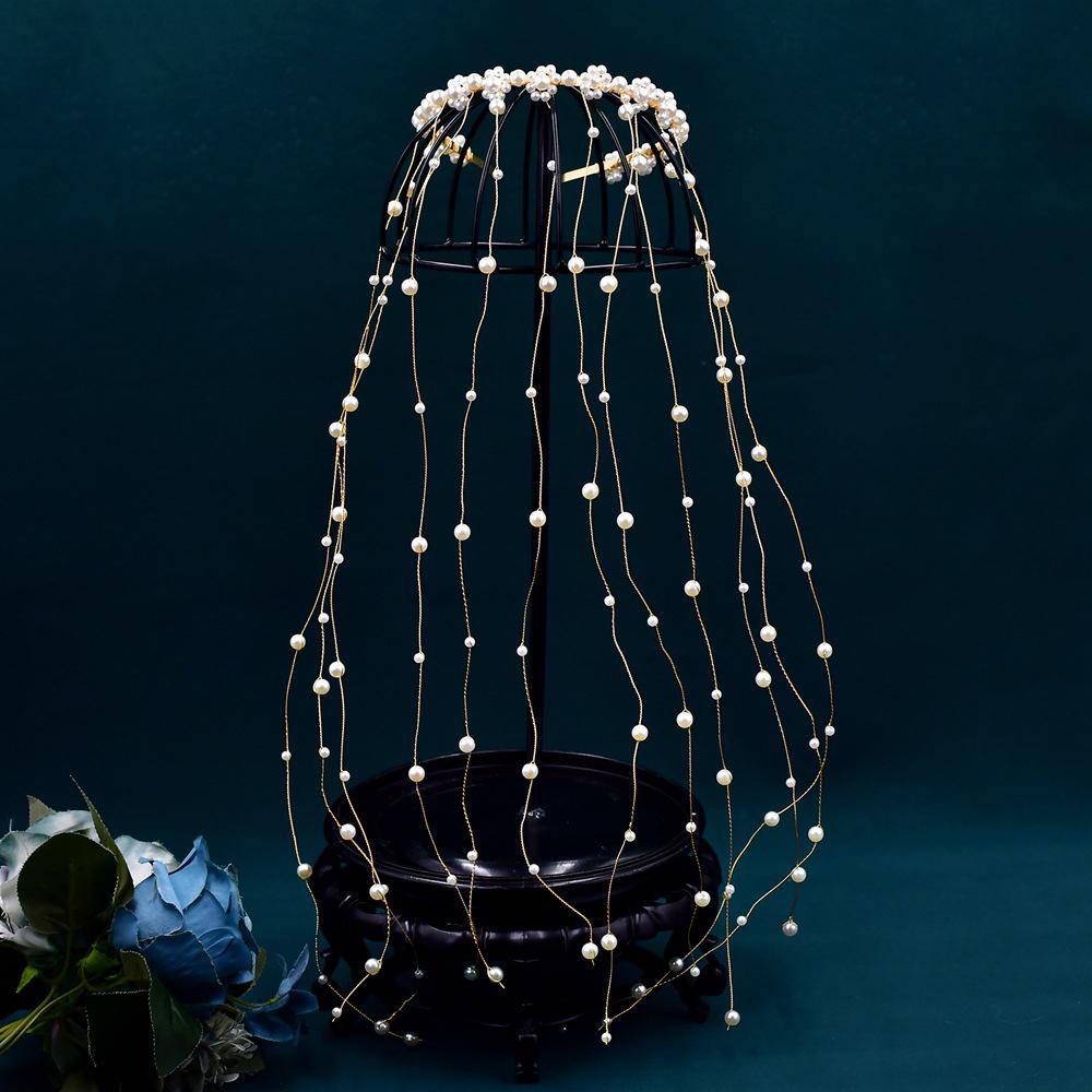 

Жемчужная лоза для волос невесты свадебная повязка на голову ручной работы бисерный головной убор для женщины жемчужный наряд для волос невесты белый