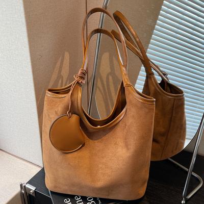 Minimalist Tote Bag New Retro Lazy Style Underarm Large Bag Suede Large Capacity Shoulder Bag