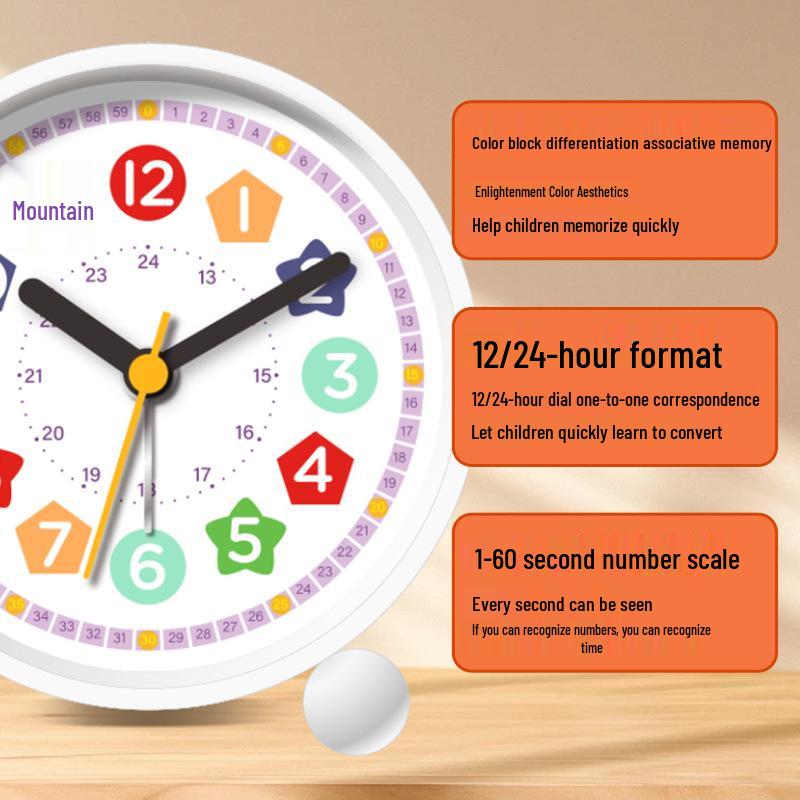 Lautloser Kinderwecker mit Nachtlicht - Cartoon-Design für Schlafzimmer und Studentenwohnheime