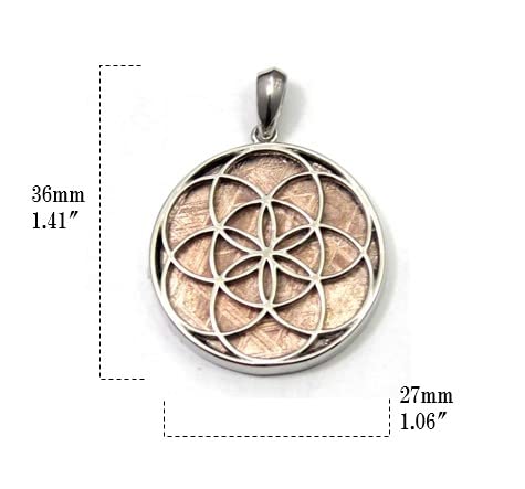 [World Accessories Carmelo] Seed of Life Divine Geometry Seed of Life Gibeon Meteorite Pendant Sterling Silver 925 Pink Gold