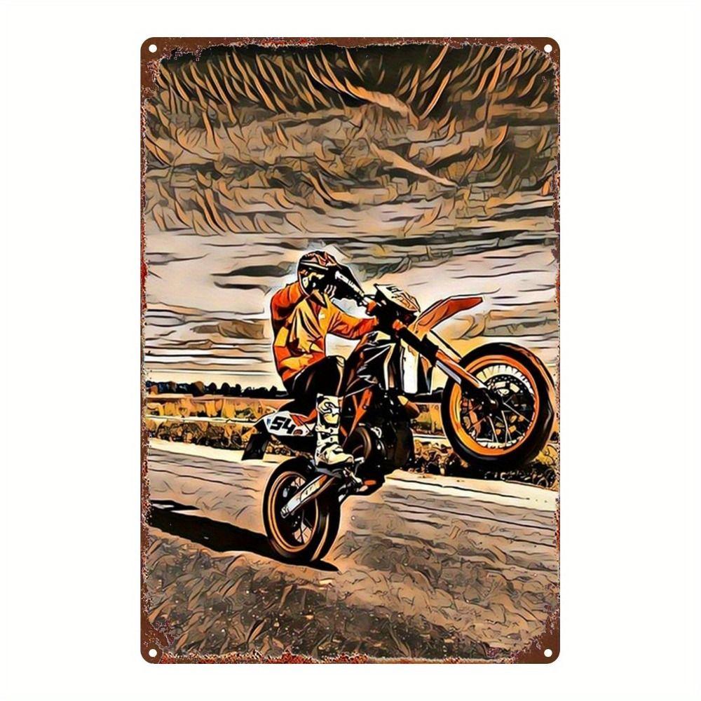Vintage Motorcycle Metal Tin Sign Retro Biker Garage Wall Decor Industrial Style Art
