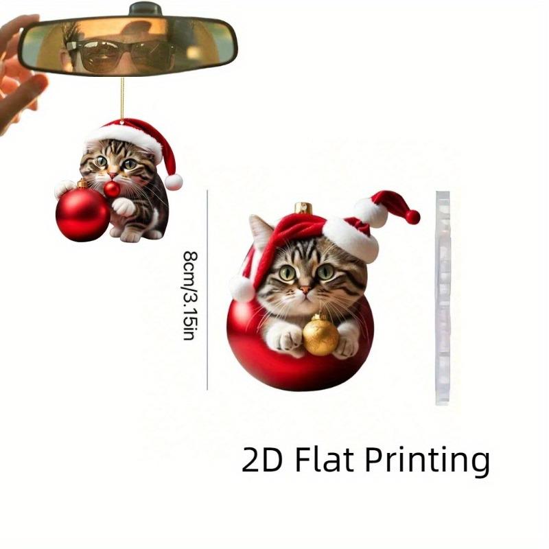 Acrylic Cat Design Ornaments Cartoon Pendant Charms for Keychain Bag Home Decoration Ideal Gift for Feline Fans On Christmas