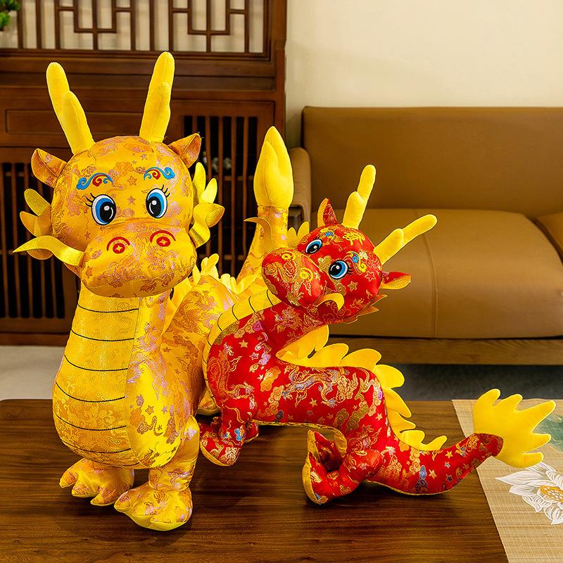 Year of The Dragon Mascot Plush Toy Tang Suit Simulated Dragon Doll Zodiac Chinese Dragon Doll