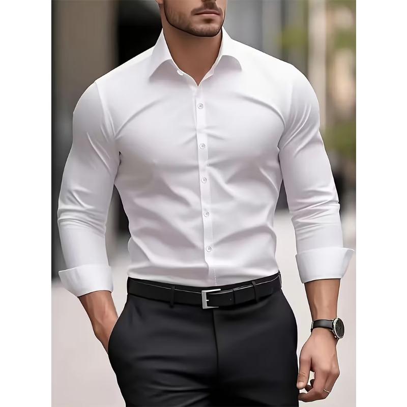 Camisa Masculina de Manga Longa para Verão Roupa Formal de Negócios Top Respirável Leve de Manga Longa para o Trabalho Diário