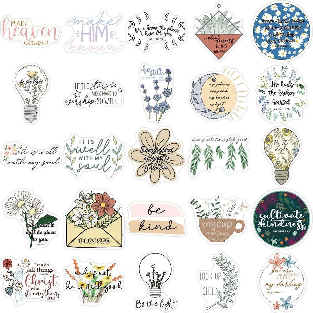 10/30/50pcs Jesus Bible Christians Inspirational Stickers Aesthetic DIY Skateboard Phone Laptop Cartoon Decoration Sticker Pack