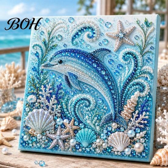 Warstwowe 3D Muszelki Rzemiosło Żółw Morski Ośmiornica DIY Zestaw do Malowania Perełkami, Motyw Oceaniczny Diamond Art Zestaw Projektów Anty-stresowych dla Dorosłych Początkujących,