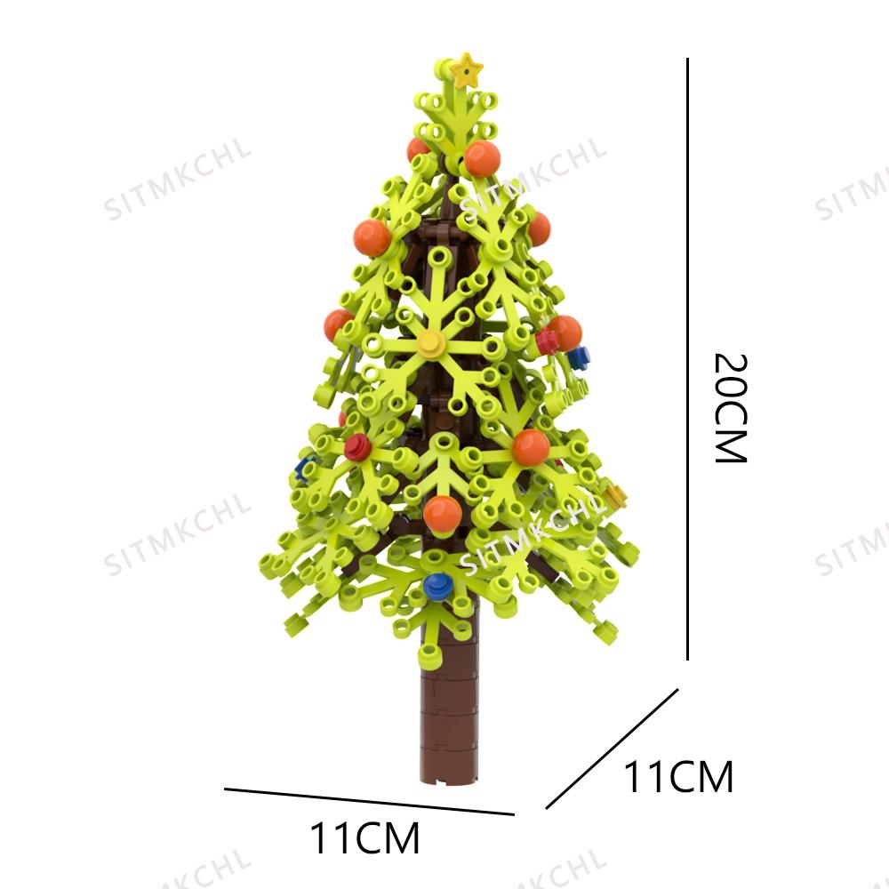 DIY Pine Tree Model Kit - Snowy Christmas Tree Street Forest Compatible with Building Blocks & Assemble Particles