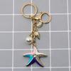 Sparkling Starfish Key Ring Zinc Metal Craftsmanship with Seashells Charm Keychain Pendant Beach Vacation Accessory