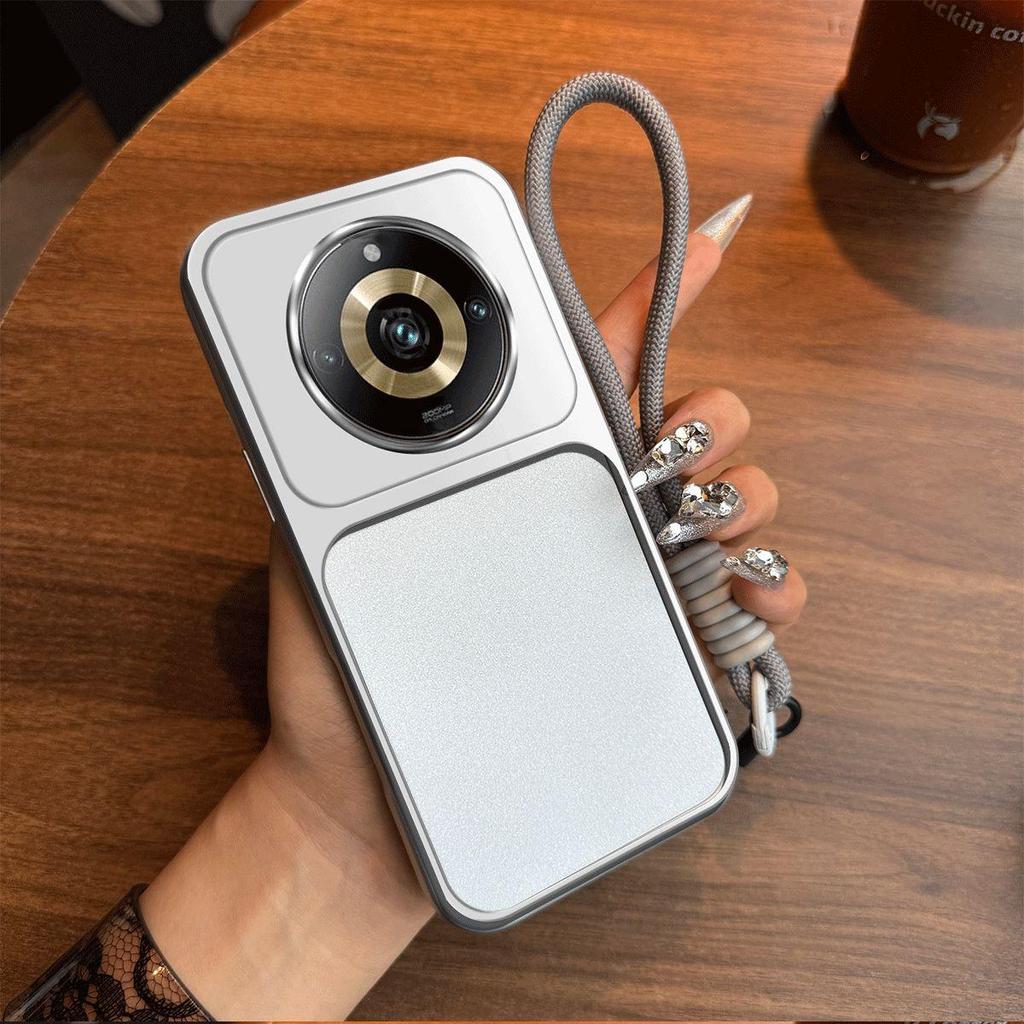 Luxury Big Window Phone Case with Lanyard for realme 11 pro+ Premium Textured Casing