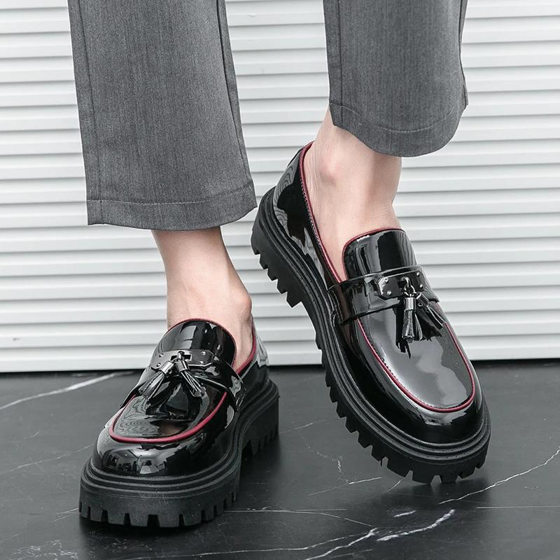 Fashion Spring Hot Selling Men's Thick Soled Loafers Fashion Tassel Design Men's Leather Casual Shoes Fashion Business Formal Shoes