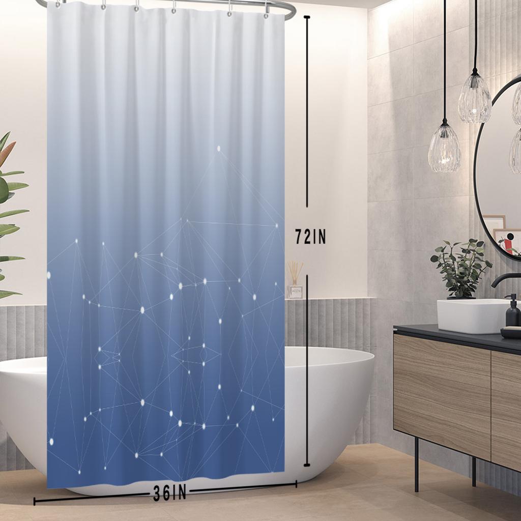 Cortina de ducha Cielo estrellado degradado Estampado de línea geométrica y puntos Cortina de baño impermeable Decoración de baño Tela de poliéster con ganchos