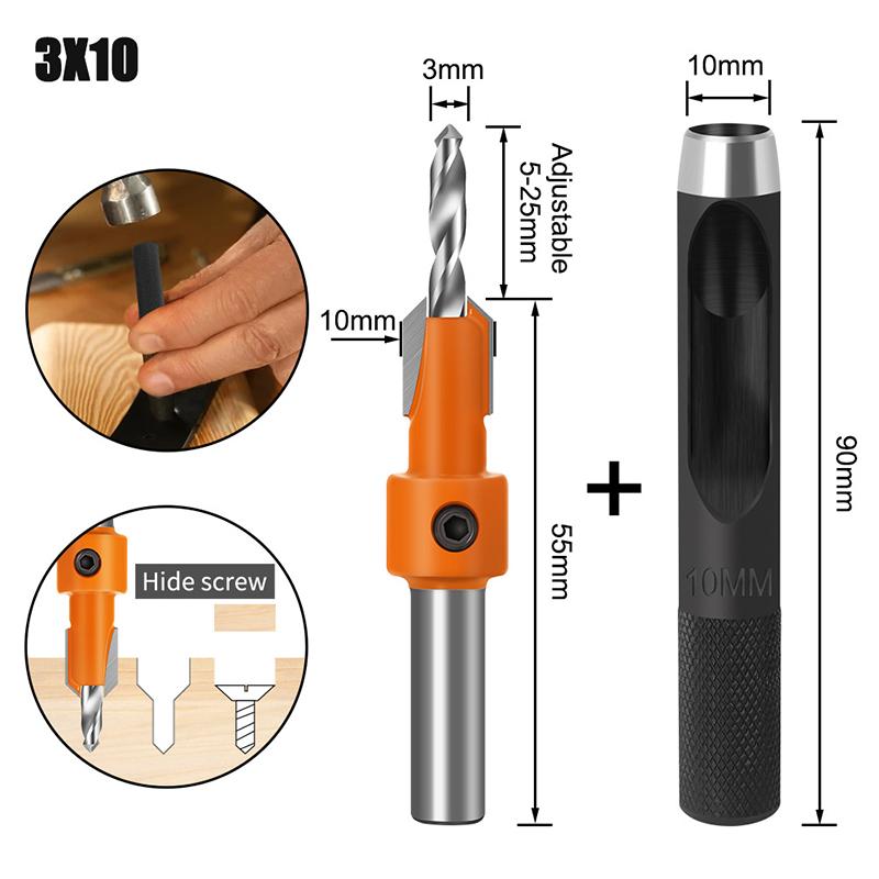 1Set Carbon Steel Woodworking Countersink Router Bit Screw Extractor Remon Demolition For Wood Milling Cutter