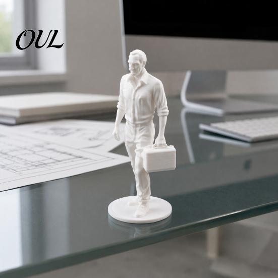 Motivational Home Office Gift Desk Businessman Statue, 3D Printed Decor for Men, Workstation Mini Statue Executive Figurine with Briefcase,