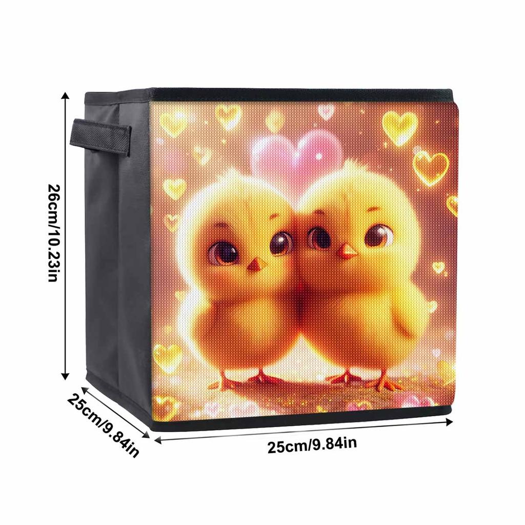 Kleines gelbes Huhn 5D Diamantmalerei Aufbewahrungskorb Vollrunde Bohrer Mosaik Diamantstickerei Kreuzstich-Sets Heimdekoration