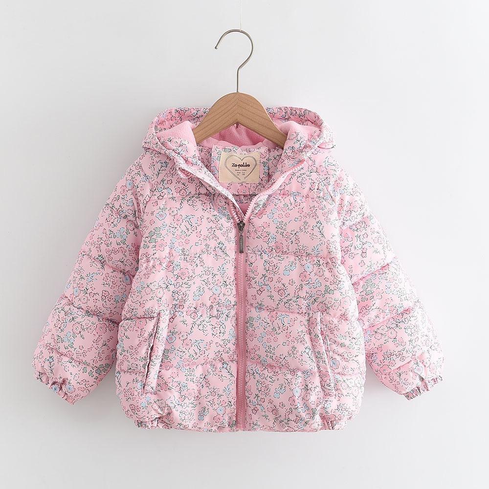 Winter Girls Printed Fashion Cute Fresh Hooded Children's Jacket