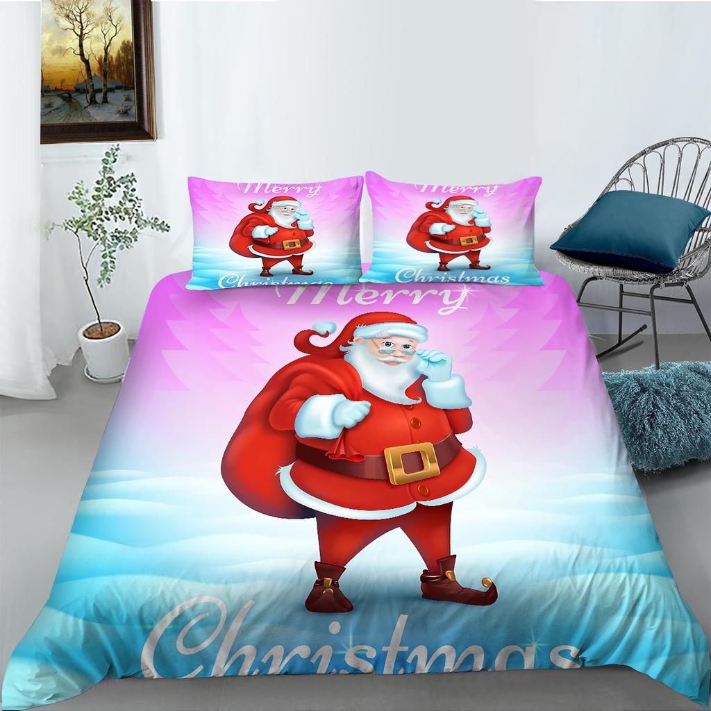 Christmas Decoration Quilt Cover Pillowcase Two Three Piece Set Polyester 3D Digital Printing Holiday Gift