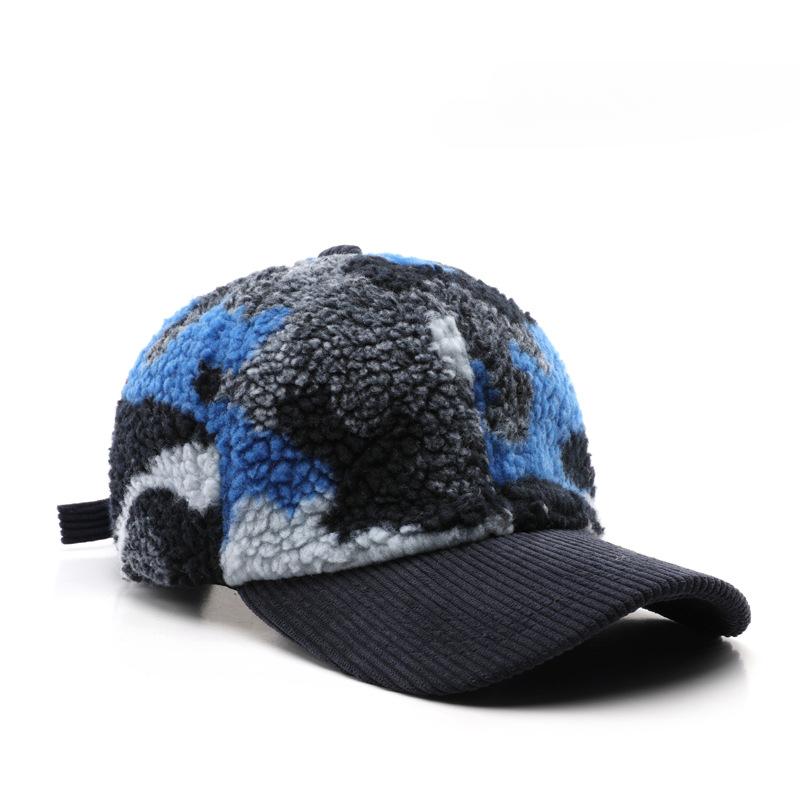 Hat Women's Autumn and Winter Color Matching Plush Camouflage Solid Color Baseball Cap Outdoor Travel Cold and Warm Cap