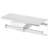 Double Toilet Paper Holder Stainless Steel Paper Rack Phone Storage Shelf Bathroom Use
