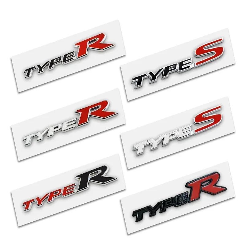 FIQ1 3D Metal Types Type S R Logo Letters Car Trunk Badge Decal For Honda S Fit City Civic Accord CRV HRV Emblem Sticker Accessories
