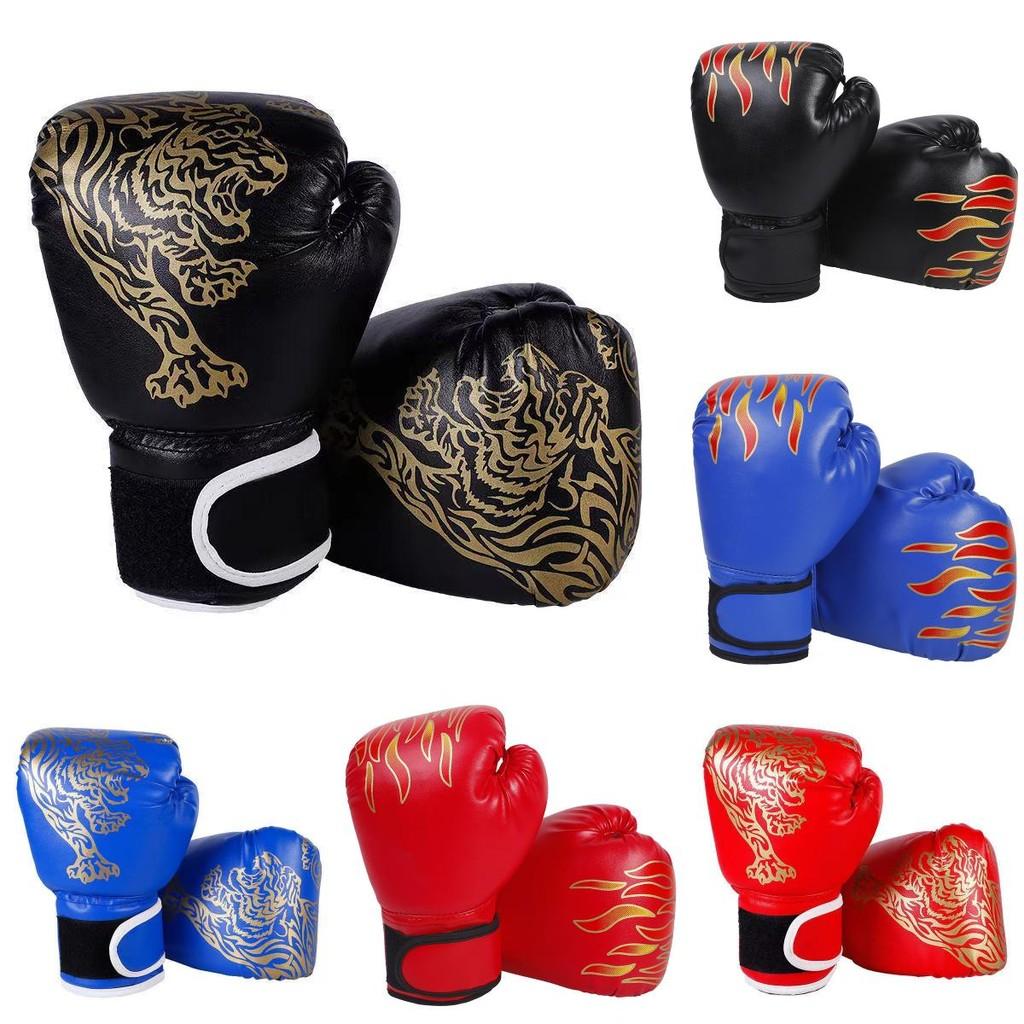 Tiger Flame Print Childrens Boxing Gloves Pu Material For Kids And Teens With Impact Protection For Training