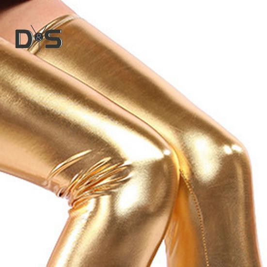 1 paire de collants pour femme, couleur unie, coupe slim, imitation cuir, pour fêtes, boîtes de nuit