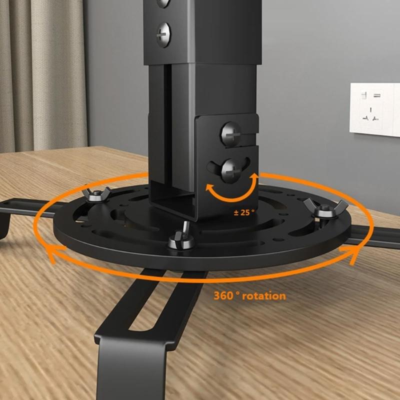 Adjustable Projector Ceiling Mount Universal Fit Extendable Height 25-35cm Metal Material Concealed Screws Design