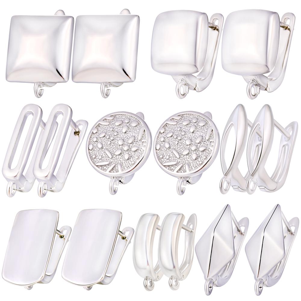 Juya Women Earrings Accessories 4 8Pcs/Lot Gold Silver Plated Shvenzy Ear Wire Fixture Fastener Bale DIY Earring Hooks Clasp