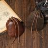 Retro Crazy Horse Leather Coin Purse: Genuine Cowhide Drawstring Bag for Jewelry, Cards, and Keys