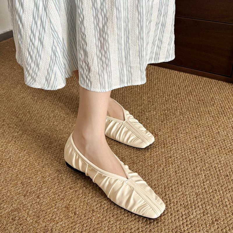 Fashion Aphixta Pleated Shallow Ballets Flats Shoes Elegant Women Korean Style Soft Sole Loafers Women Work Shoes Comfortable for Work