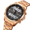 Skmei Mens Quartz Analog Bracelet Watches Luxury Stainless Steel Strap Led Waterproof Digital Sports Three Time Zone Alarm Clock