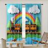 2pc,  Curtain Cartoon Train Protecting Privacy Festive Wall Decor for Indoor Celebrations Decor