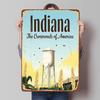Indiana Countryside Landscape Metal Wall Art Crossroads of America Farm Cornfield Water Tower Decor Painting
