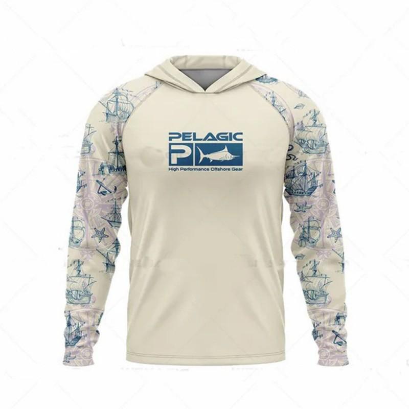 Abbigliamento da Pesca Oceanica Protezione Solare Manica Lunga Protezione UV con Cappuccio UPF50+