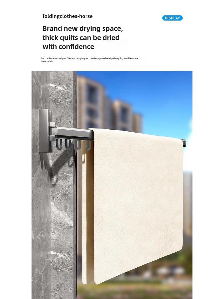 Wall-Mounted Foldable Clothes Drying Rack for Balcony and Bathroom