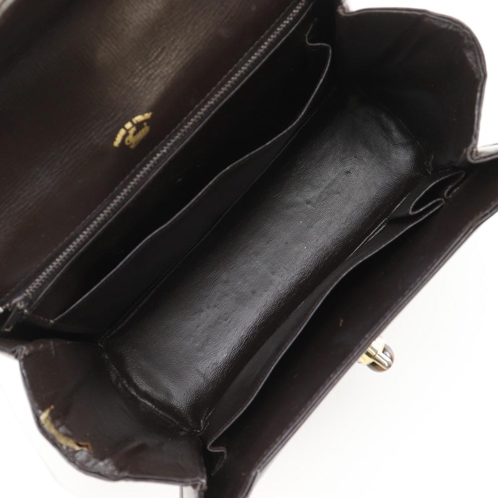 Gucci One Handle Handbag Old Gucci Brown Leather Women Used