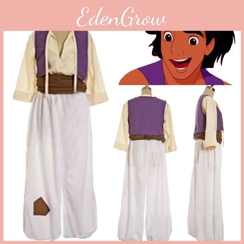Enchanting Mens Adult Prince Aladdin Cosplay Costume Outfit With Elegant Hat