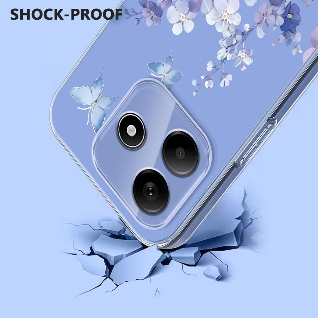 Für Xiaomi Redmi Note 14 4G (163,25 x 76,55 x 8,16 mm) Hülle Schmetterling Blumenmuster Druck TPU Handy Rückseite