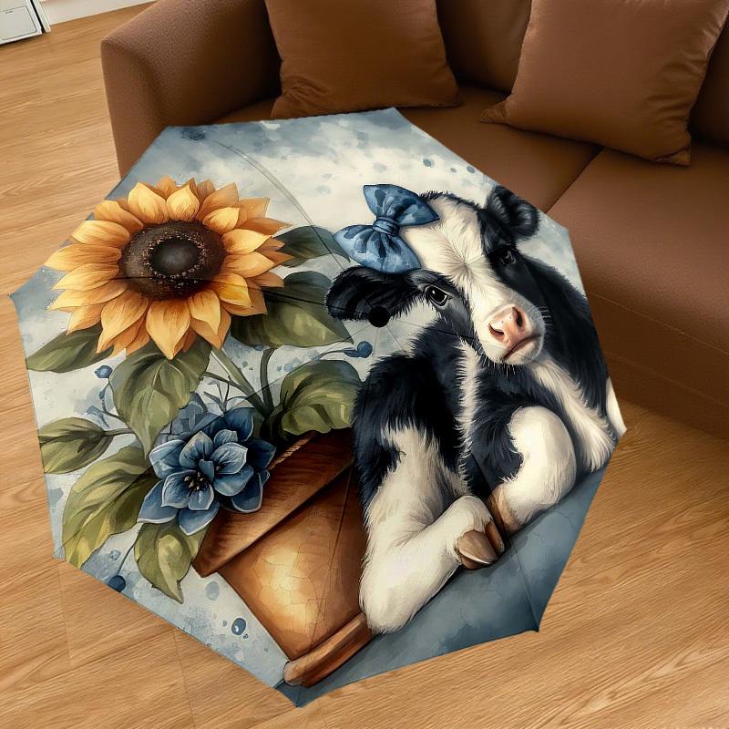 1PC Cow Sunflower Umbrella-8-Rib Reinforced, Automatic Open, Lightweight & Durable, Cute Fashion Accessory for Outdoor-T320