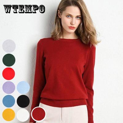 Pofulove 10 couleurs col rond chemise à bascule pull femmes à manches longues courtes pull couleur unie pull tricoté