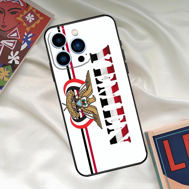 Yemen Coat of Arms Flag Phone Case For iPhone 16 15 14 12 11 13 17 Pro Max 15 16 Plus 13 Mini 16e 17 Air Funda Cover