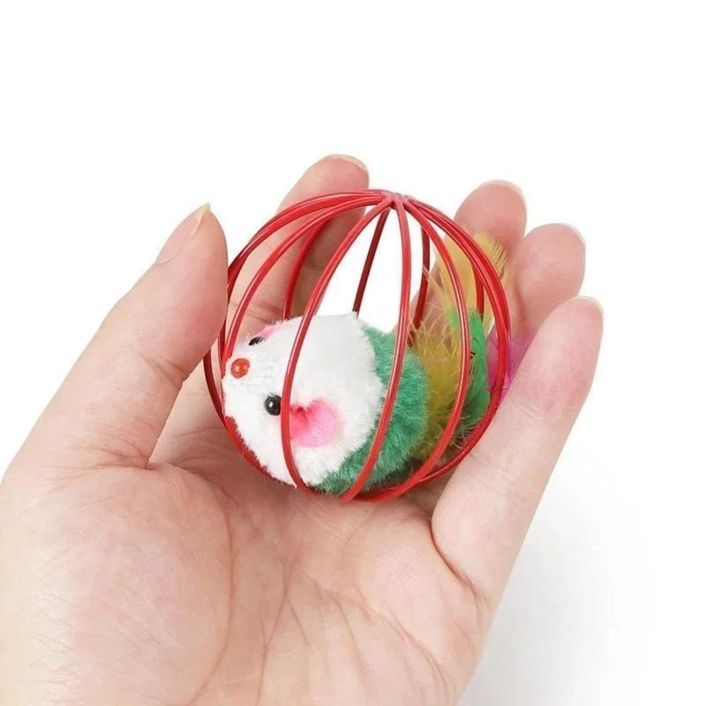 

Pet Toys Random Color Cat Mouse Cage Ball Feather Toys Pet Entertainment Boredom Relief Supplies