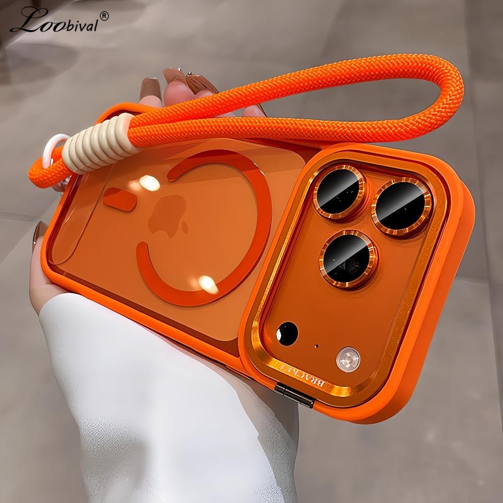 For Magsafe Camera Bracket Lanyard Case for iPhone 17 16 Pro Max Air 14 15 Plus 11 12 13 Lens Film Hand Wrist Strap Clear Cover