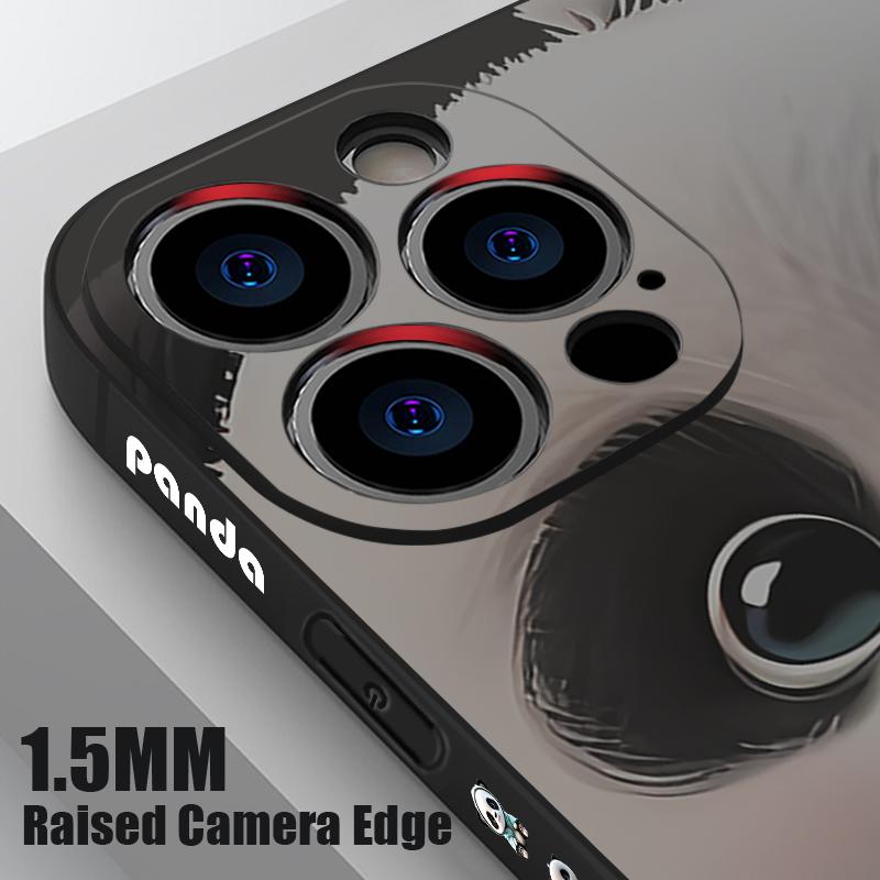 Milk Tea-drinking Panda Lanyard Case For iPhone 17 Pro Max Soft Silicone Cover For iPhone 16 Pro Max Funda iPhone 15 14 13 12 11 16E Air