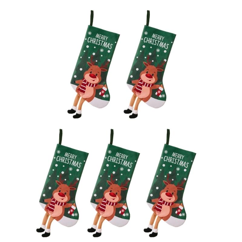 Stylish Christmas Stockings with Plush Texture for Seasonal Fireplaces Hangings Checkered Holiday Decors