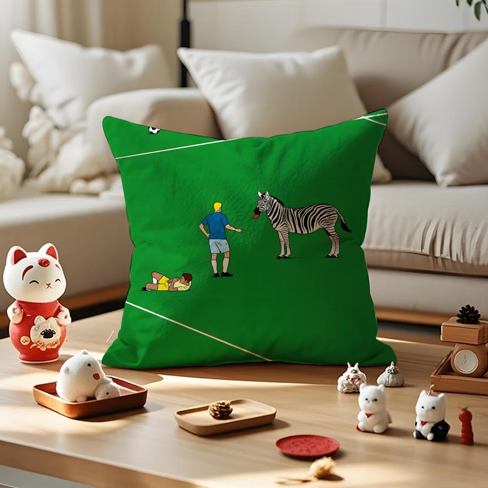 Parody Art Illustration Cushion Cover Anti-dustmite Pillowcase Invisible Zipper Silky Short Plush Sofa Cushion Cover