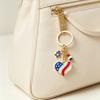 Independence Day Keychain Pendant, Enamel Zinc Alloy Key Holder with USA Letters Stars Hearts Patriotic Design, American Flag Accessory