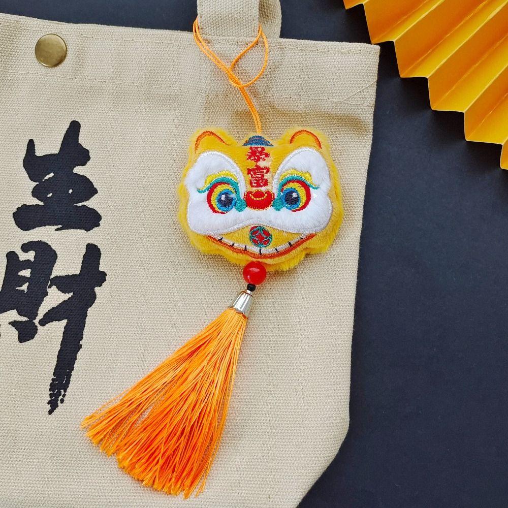 Year of Horse Lion Dance Tassels Pendant Chinese Style New Year Zodiac Plush Doll Car Interior